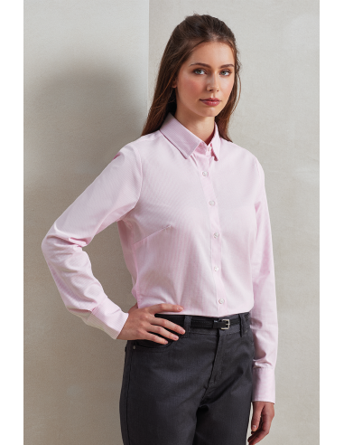 PRE-PR338-Womens Cotton Rich Oxford Stripes Shirt